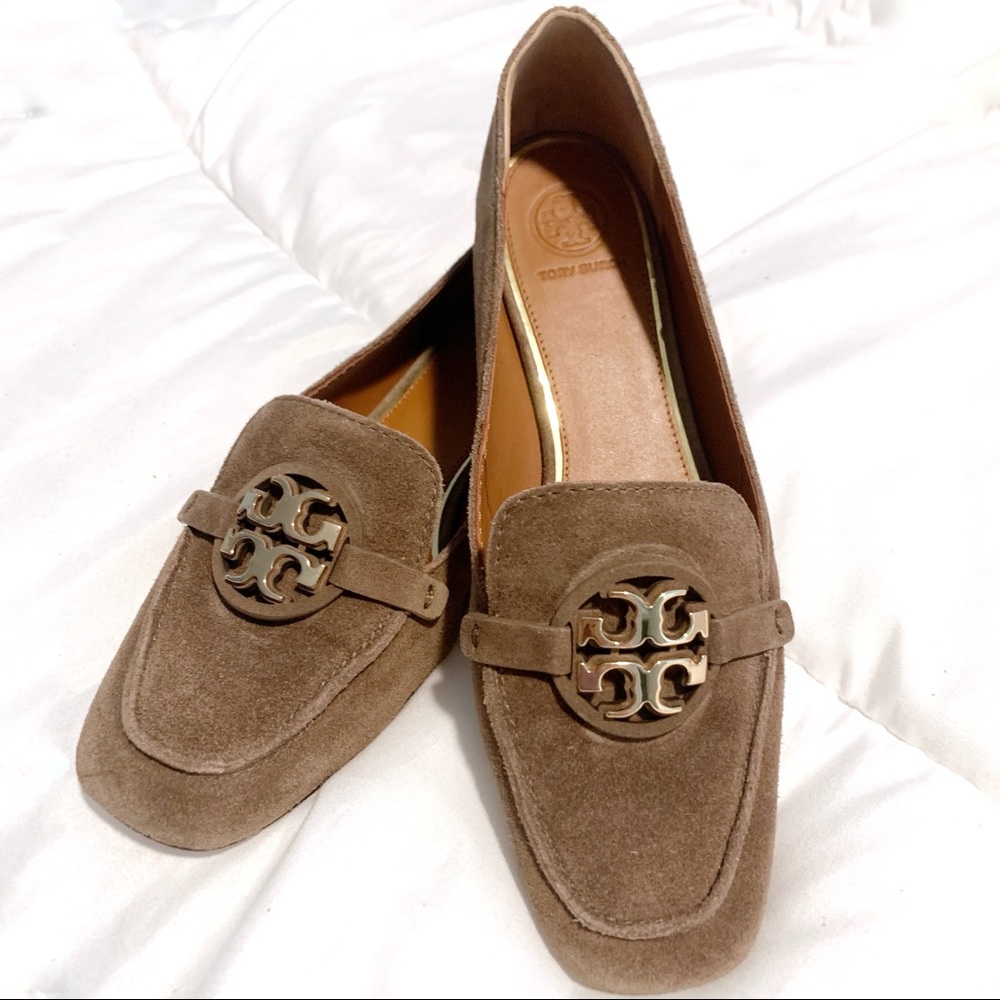 Tory Burch Miller Metal-Logo Loafer, Suede